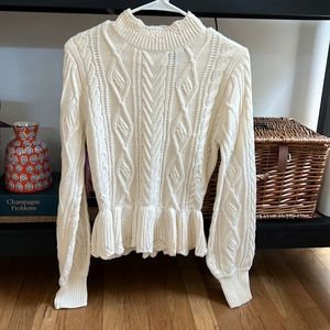 Aqua Knit Stitch Peplum Sweater